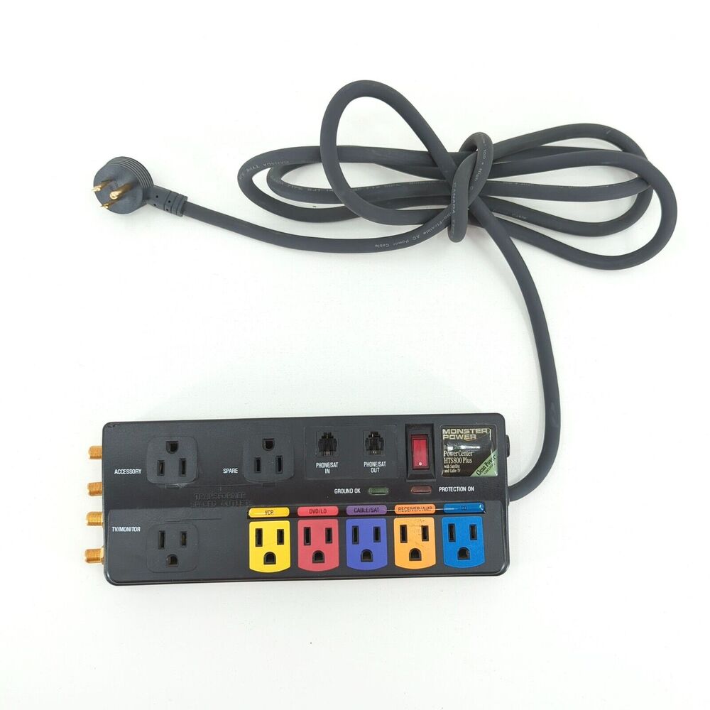 Monster Power Home Theatre Power Center HTS800 Plus Surge Protector 8 Outlet